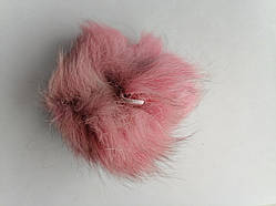 Гумки для волосся з 1 хутряним помпоном Кроляче хутро рожеве