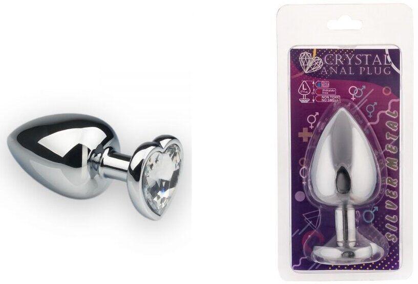 Анальна пробка, Silver Heart Diamond, L