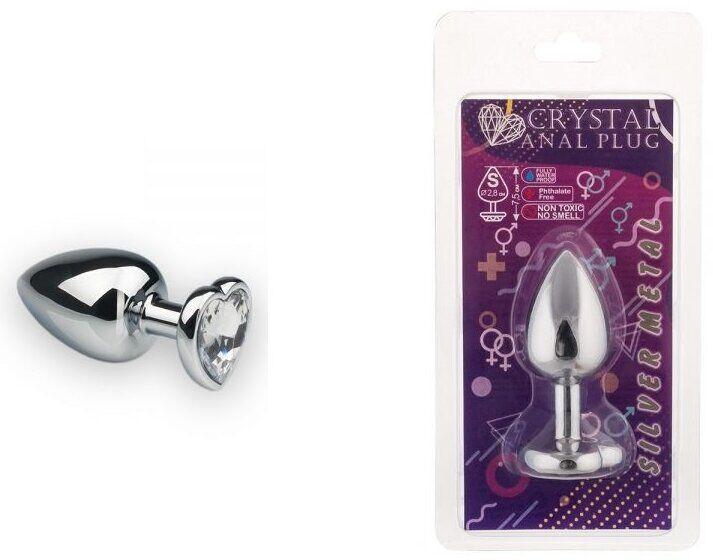 Анальная пробка, Silver Heart Diamond, S