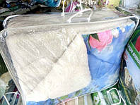 Одеяло шерстяное Лери Макс Евро размера розовые розочки на голубом фоне