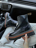 Ботинки демисезонные для девушек Dr. Martens черного цвета с молнией. Стильная женская обувь Др Мартинс.