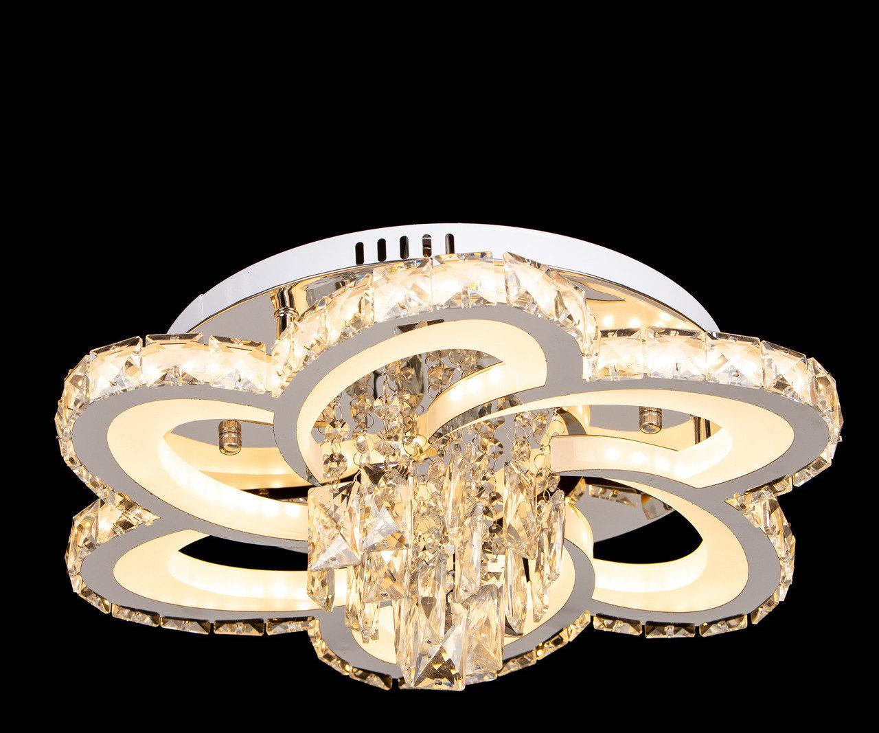 Люстра світлодіодна золота кришталева квітка з пультом управління, фото 1