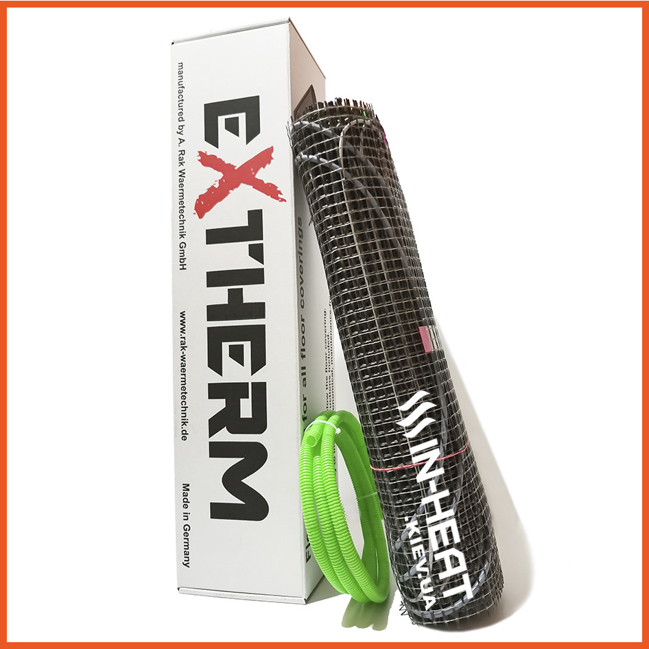0.5 м² | Нагрівальний мат Extherm ЕТ-ECO-180 / 90 Вт / тонкий 3.5 мм / самоклеюча сітка (Німеччина)