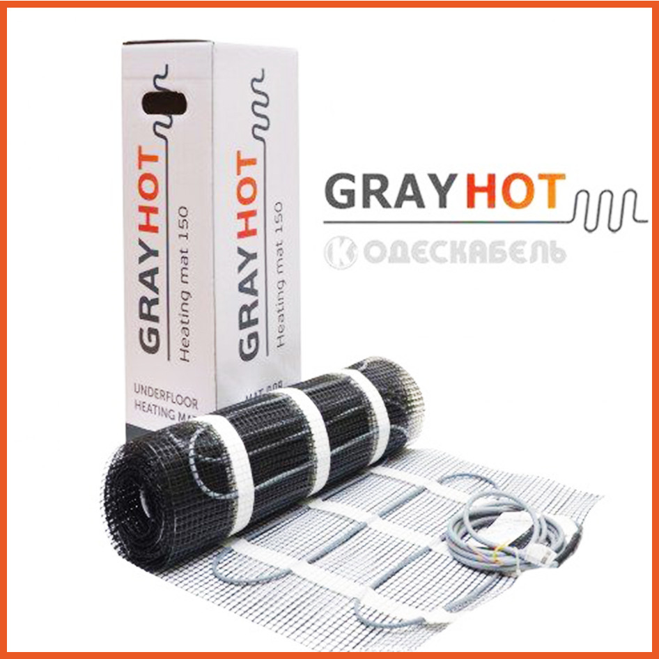 0.6 м² Мат нагрівальний двожильний GrayHot 150 / 92 Вт / тепла підлога під плитку електрична