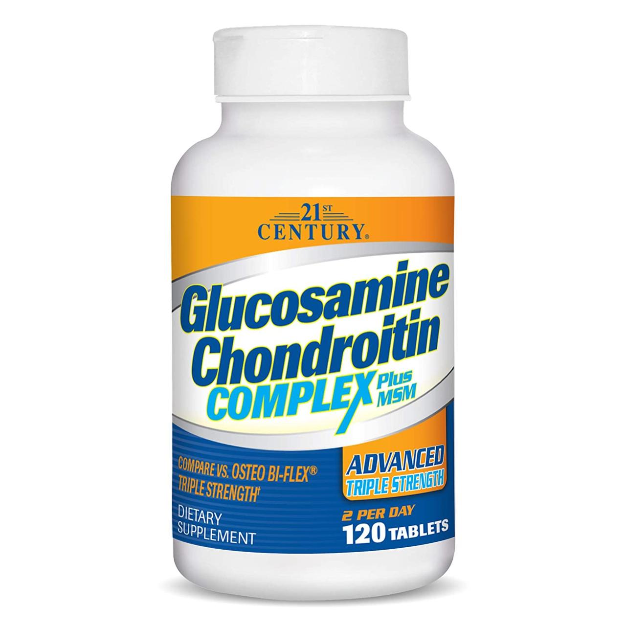 Хондропротектор 21st Century Glucosamine Chondroitin Complex Plus MSM Advanced Triple Strength 120 таблеток, фото 1