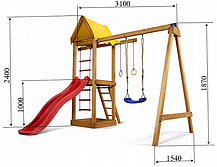 Дитячий спортивний дерев'яний майданчик Babyland-18, розмір 2,4х1,8 х 3.1м, фото 3