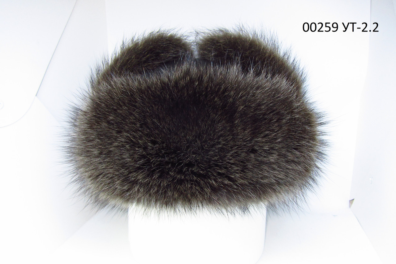 Шапка вушанка з натуральної шкіри з хутром єнота DAVANI 00259, фото 1