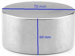 Постійний потужний неодимовий магніт 70х60 (70 на 60). Польща. Сила 300 кг