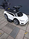 Машинка толокар 2 в 1, Tesla, музичне кермо, багажник, знімна ручка, каталка толокар, фото 6