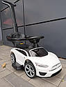 Машинка толокар 2 в 1, Tesla, музичне кермо, багажник, знімна ручка, каталка толокар, фото 3