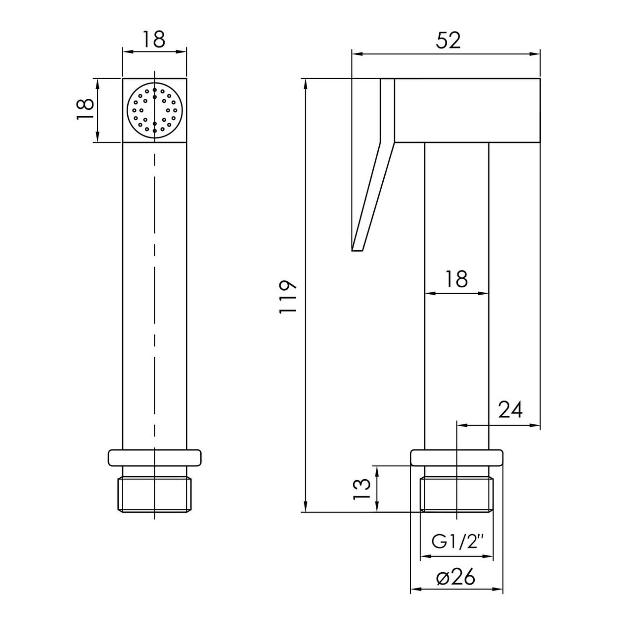 Лейка для гигиенического душа IMPRESE SH B7012 хром латунь - фото 2 - id-p1349031831