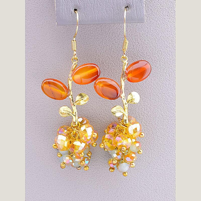 Сережки 'Hand Made' Сердолик Біжутерний сплав10,3 г.