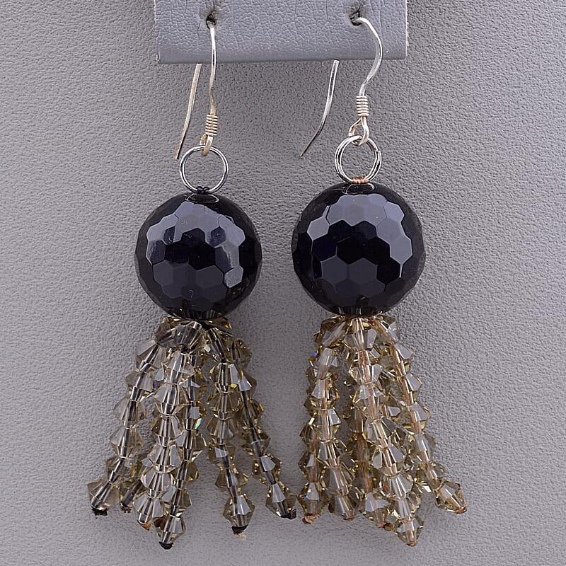 Сережки Агат,Чешський кришталь