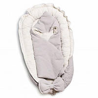 Детский набор для сна кокон позиционер, конверт-плед для новорожденных Twins Waffe, 80х42 см., светло-серый
