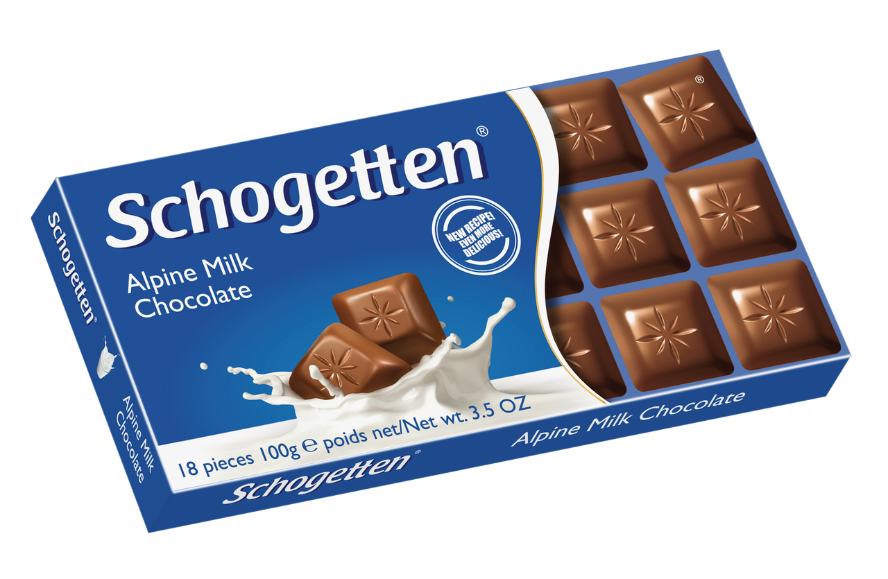 Шоколад "Schogetten Alpine milk Chocolate"(Шогеттен Альпійський молочний), 100г, Германиия (15 шт./1 ящик)