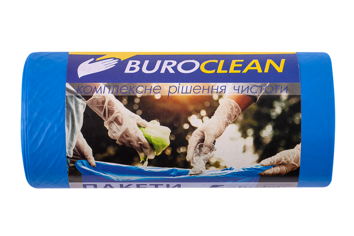 /Пакети для сміття 60л/20 шт міцні сині 600х800мм 21мкм BuroClean EuroStandart, фото 1