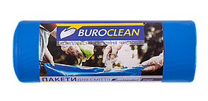 /Пакети для сміття 240л/10 шт міцні сині 900х1300мм 35мкм BuroClean EuroStandart