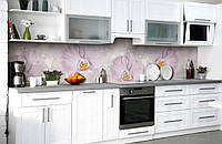 Скинали на кухню Zatarga "Абстрактные Орхидеи" 600х2500 мм виниловая 3Д наклейка кухонный фартук самоклеящаяся