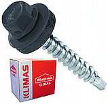 Покрівельні саморізи Wkret-Met Klimas WFD 4,8х70мм RAL 7024 для профнастилу та металочерепиці до дерева упаковка 200 штук, фото 2