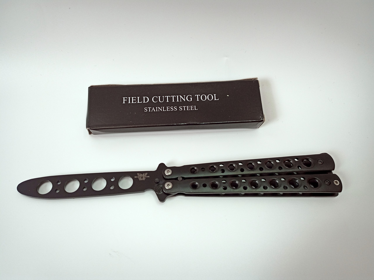 Чорний тренувальний ніж метелик Benchmade без заточування балісонг-фліпінг