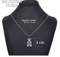 Прикраси з ведмедиками кулон, бежевий з перламутром - довжина ланцюжка 50см, смола, цинковий сплав