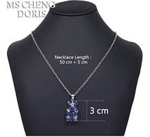 Прикраси з ведмедиками кулон, бузковий з перламутром - довжина ланцюжка 50см, смола, цинковий сплав