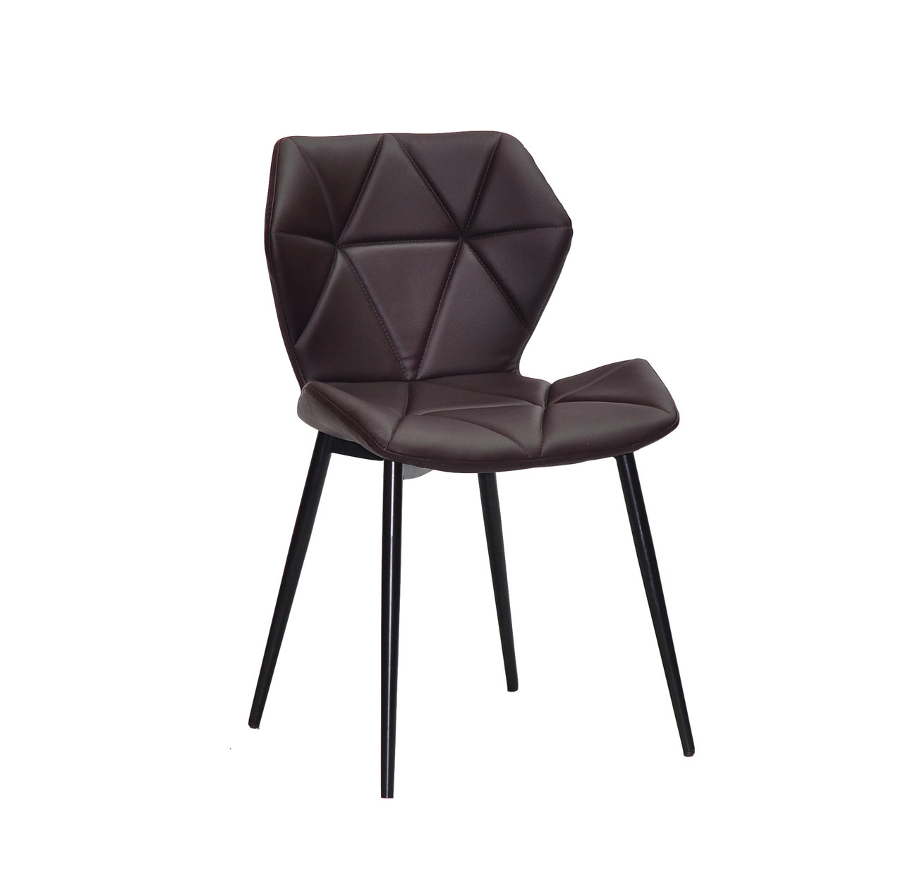 Стілець з еко-шкіри на чорних металевих ніжках Greg-ML з ергономічним сидінням і стильним дизайном коричневий