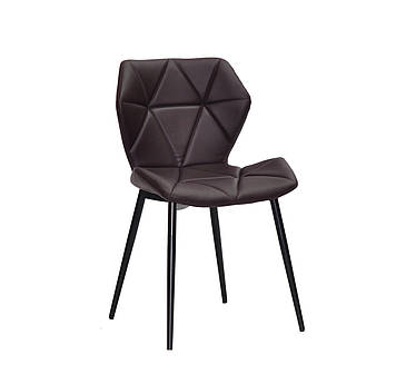 Стілець з еко-шкіри на чорних металевих ніжках Greg-ML з ергономічним сидінням і стильним дизайном коричневий
