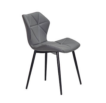 Стілець з еко-шкіри на чорних металевих ніжках Greg-ML з ергономічним сидінням і стильним дизайном сірий