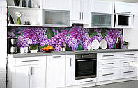 Скинали на кухню Zatarga «Сирень в цвету» 600х2500 мм виниловая 3Д наклейка кухонный фартук самоклеящаяся