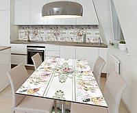 Наклейка 3Д виниловая на стол Zatarga «Цветочная лепка» 600х1200 мм для домов, квартир, столов, кофейн, кафе