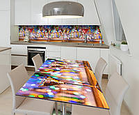 Наклейка 3Д виниловая на стол Zatarga «Новогодний мартини» 650х1200 мм для домов, квартир, столов, кофейн,