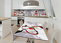 Наклейка 3Д виниловая на стол Zatarga «Вино и роза» 600х1200 мм для домов, квартир, столов, кофейн, кафе