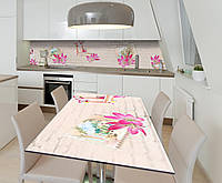 Наклейка 3Д виниловая на стол Zatarga «Красивые марки» 650х1200 мм для домов, квартир, столов, кофейн, кафе