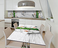 Наклейка 3Д виниловая на стол Zatarga «Белая медитация» 600х1200 мм для домов, квартир, столов, кофейн, кафе