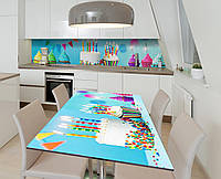 Наклейка 3Д виниловая на стол Zatarga «Именинный торт» 600х1200 мм для домов, квартир, столов, кофейн, кафе