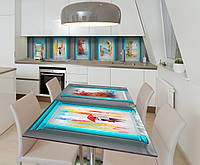 Наклейка 3Д виниловая на стол Zatarga «Окна во Францию» 600х1200 мм для домов, квартир, столов, кофейн, кафе