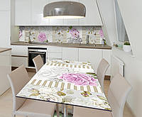 Наклейка 3Д виниловая на стол Zatarga «Поэзия роз» 650х1200 мм для домов, квартир, столов, кофейн, кафе