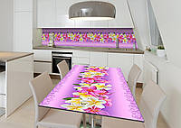 Наклейка 3Д виниловая на стол Zatarga «Лиловая скатерть» 600х1200 мм для домов, квартир, столов, кофейн, кафе
