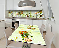 Наклейка 3Д виниловая на стол Zatarga «Масляное золото» 650х1200 мм для домов, квартир, столов, кофейн, кафе
