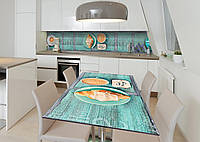 Наклейка 3Д виниловая на стол Zatarga «Миндальный круассан» 600х1200 мм для домов, квартир, столов, кофейн,