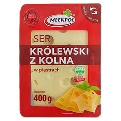 Сир нарізка королівський Млекпол Mlekpol Krolewski 400g 20шт/ящ (Код: 00-00004625)