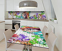 Наклейка 3Д виниловая на стол Zatarga «Царь зверей» 600х1200 мм для домов, квартир, столов, кофейн, кафе