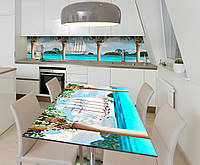 Наклейка 3Д виниловая на стол Zatarga «Испанский парусник» 650х1200 мм для домов, квартир, столов, кофейн,