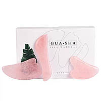 Подарунковий набір інструментів для масажу GUA SHA з Рожевого кварцу в коробочці