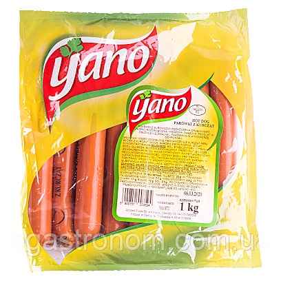 Сосиски Яно Yano 1kg 12шт/ящ (Код: 00-00001382)