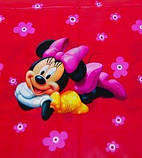 Скатертина святкова дитяча Мінні Маус малінова, фото 2