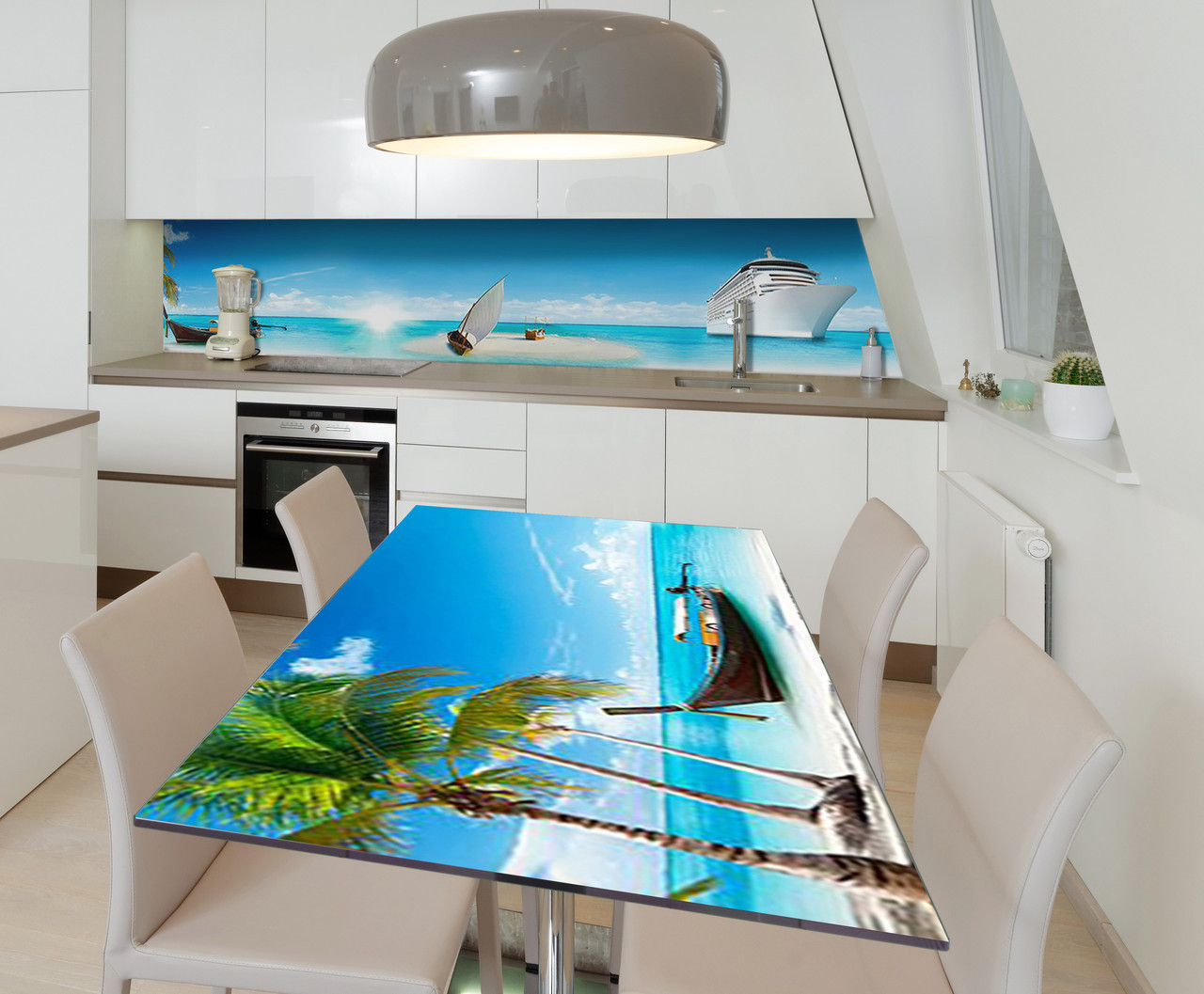 Наліпка 3Д виниловая на стол Zatarga «Карибский круиз» 600х1200 мм для домов, квартир, столов, кофейн, кафе