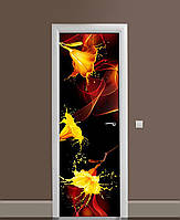 Наліпка на дверь Zatarga «Плач лилий» 650х2000 мм виниловая 3Д Наліпка декор самоклеящаяся