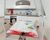 Наклейка 3Д виниловая на стол Zatarga «Цветочный граффити» 600х1200 мм для домов, квартир, столов, кофейн,